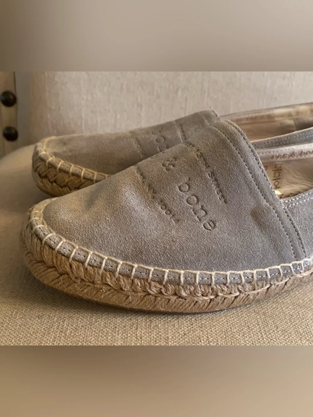 Rag & Bone Light Grey Suede Espadrille Flats